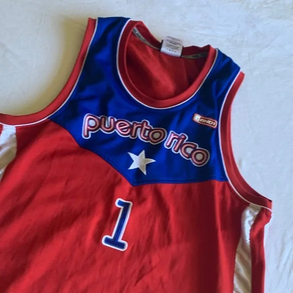 And1 Puerto Rico Basketball Jersey - Red, Blue, and White - Picture 3 of 9